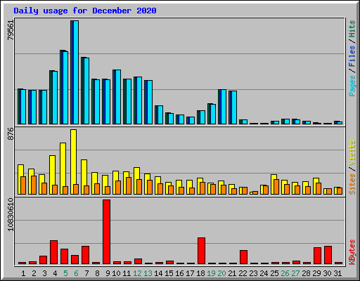 Daily usage for December 2020